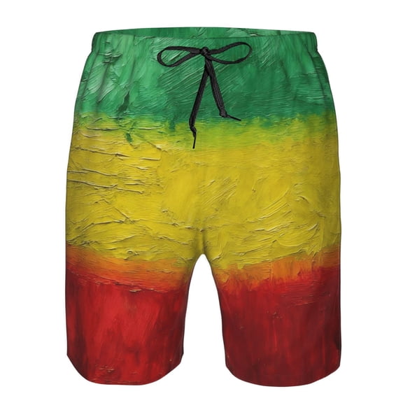 Mens Beach Shorts Reggae-Rastafarian-Flag Quick Dry Swim Shorts with Mesh Lining XX-Large