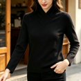 thumbnail image 5 of Vinsonshop Womens Fleece Lined Thermal Shirts Long Sleeve Cross Wrap Mock Neck Slim Fit Base Layer Winter Warm Undershirts Fall Clothes Black L, 5 of 6