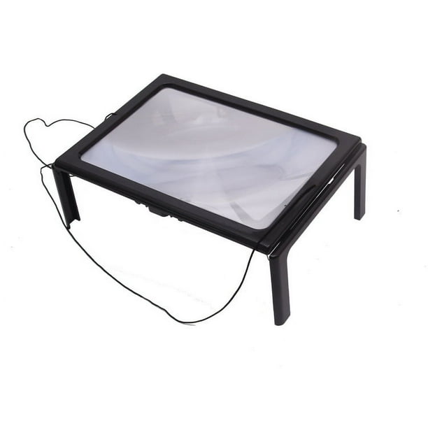 Lupa de lectura, A4 Lupa plegable ultrafina de página completa con 4 luces LED para lectura Lupa Tinker para lectura Lupa rectangular para leer libros con luz LED