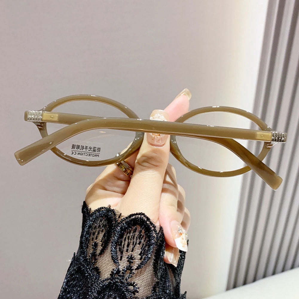 7 Pairs of Brown Anti-blue Light Reading Glasses +4.00 Oval Plastic Classic Readers 4.00 for Women