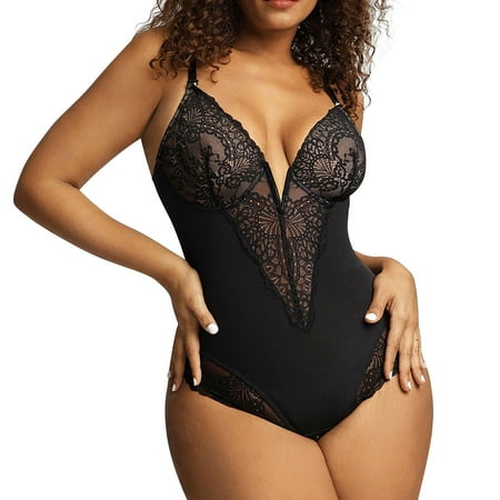 

Women s Summer Large V Neck Lace Waist Shaping Women s Shaping Underwear Breathable Strap Bodysuit Full Coverage Corset Top Petty Top