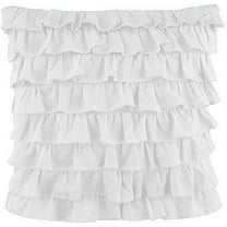 Amay 2-PC Ultra Soft Multi Ruffle Pillow sham 800 Thread Count Organic Cotton White Solid, Continental Square 31'' x 31''