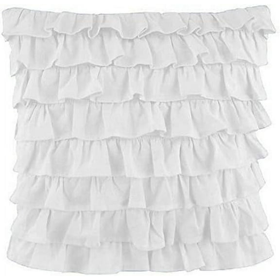 Amay 2-PC Ultra Soft Multi Ruffle Pillow sham 800 Thread Count Organic Cotton White Solid Standard 20'' x 26''