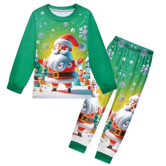 Otqutp Children's Christmas Girls' Long Sleeved Pants Suit Girls 2 Piece Outfits Fashion Sweatsuit Sets Oversized Sweatshirt and Baggy Fall Fashion Sweatpant (Green,11-12 Years)