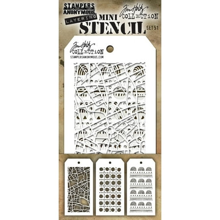 UPC: 0793888453104 | Tim Holtz Mini Layered Stencil Set 3/Pkg-Set #51