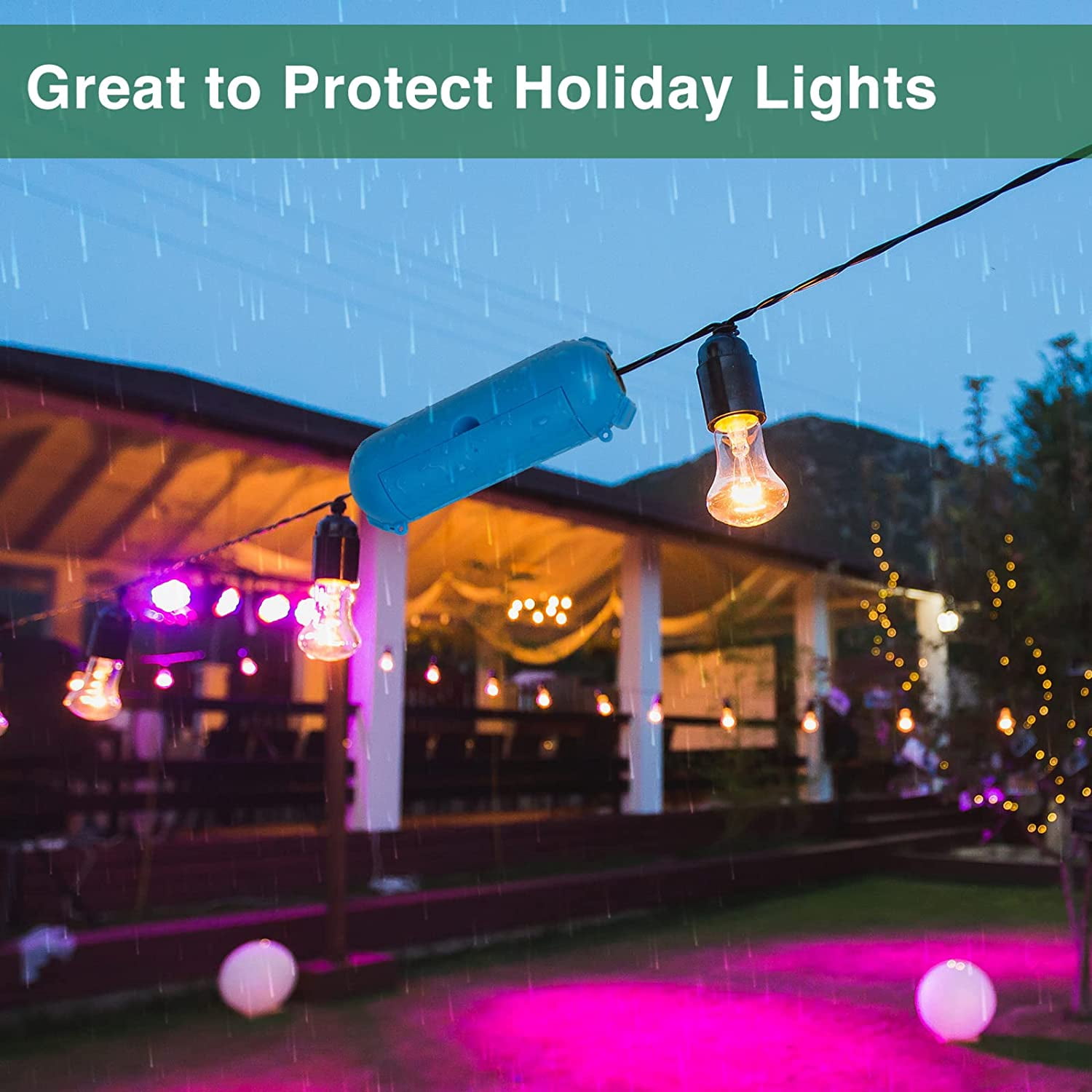Outdoor Extension Cord Safety Cover with Waterproof Seal, Weatherproof Electrical Connection Box to Protect Outdoor Outlet, Plug, Socket, Christmas Holiday Decoration Light