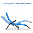 thumbnail image 4 of Outsunny Foldable Patio Lounge Chair, Outdoor Beach Lounger with Breathable Mesh Fabric, Zero Gravity Chair with Reclining, Footrests, and Armrests, for Garden, Pool, Blue, 4 of 9