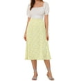 thumbnail image 2 of Allegra K Women's Peasant Elastic Waist A-Line Printed Midi Skirt, 2 of 6