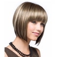 thumbnail image 1 of 32CM Fille Naturel Or Partie Perruque Courte Cheveux Raides Mode Perruque Synthétique, 1 of 5