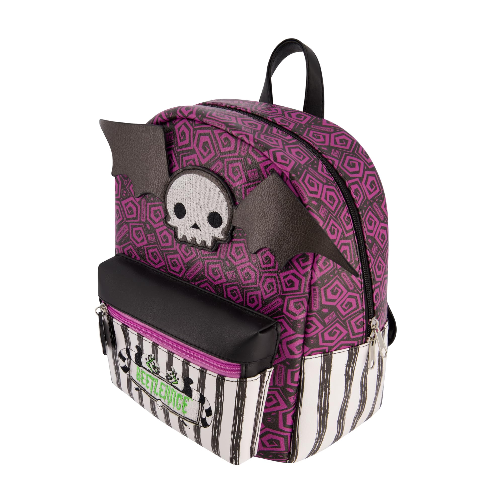 Beetlejuice Mini Backpack, Small Travel Bag Purse for Men and Women, Adjustable Shoulder Straps, Multi, 11 Inch