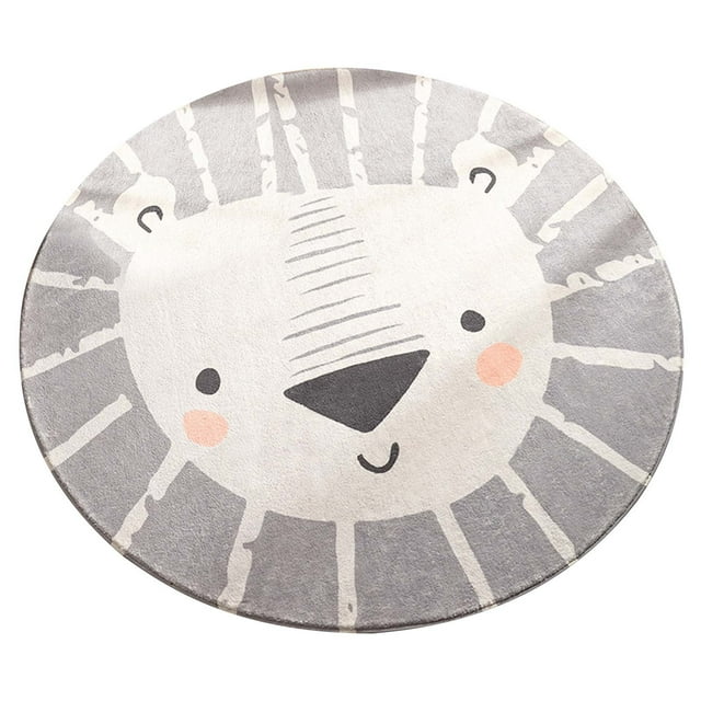 36-Inch Round Non-Slip Animal Print Rug for Living Room, Bedroom, Nursery Coffee Table Mat Soft Faux Fur Floor Decor