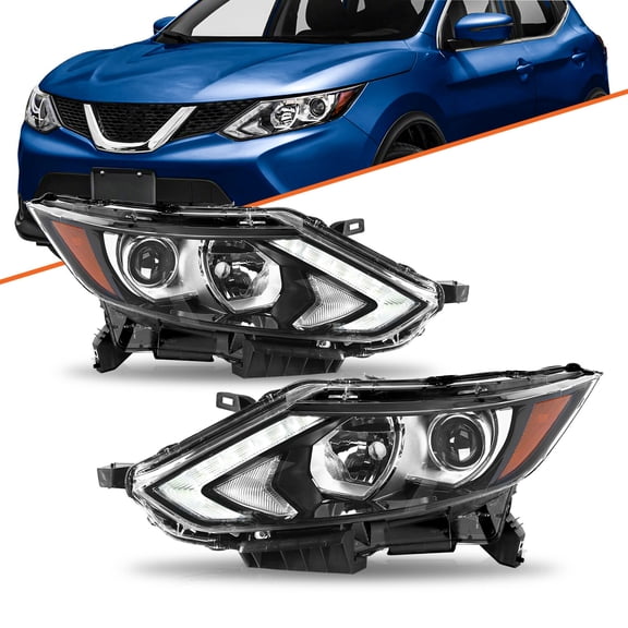 For 2017-2019 Nissan Rogue Sport w/LED DRL Halogen Headlights Headlamps Pair L R