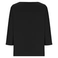 thumbnail image 3 of AKOEE Women's Polyester T Shirts 3/4 Length Sleeve Tops for Women Casual Spring Fall Summer V Neck Tees (S, Black), 3 of 6