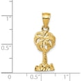 thumbnail image 5 of 14K Yellow Gold Polished Diamond-Cut Palm Tree Pendant (25 X 10) Made In United States k6078, 5 of 6