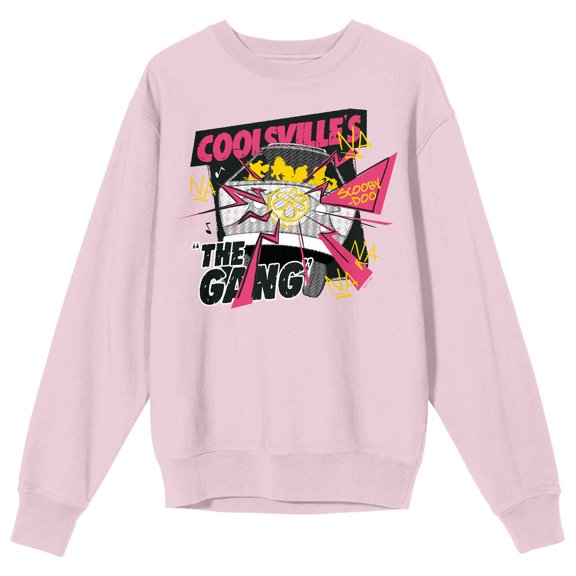 Scooby Doo Coolsville's The Gang Crew Neck Long Sleeve Cradle Pink Adult Sweatshirt-Medium
