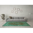 thumbnail image 3 of Ahgly Company Indoor Square Medallion Turquoise Blue Traditional Area Rugs, 7' Square, 3 of 4