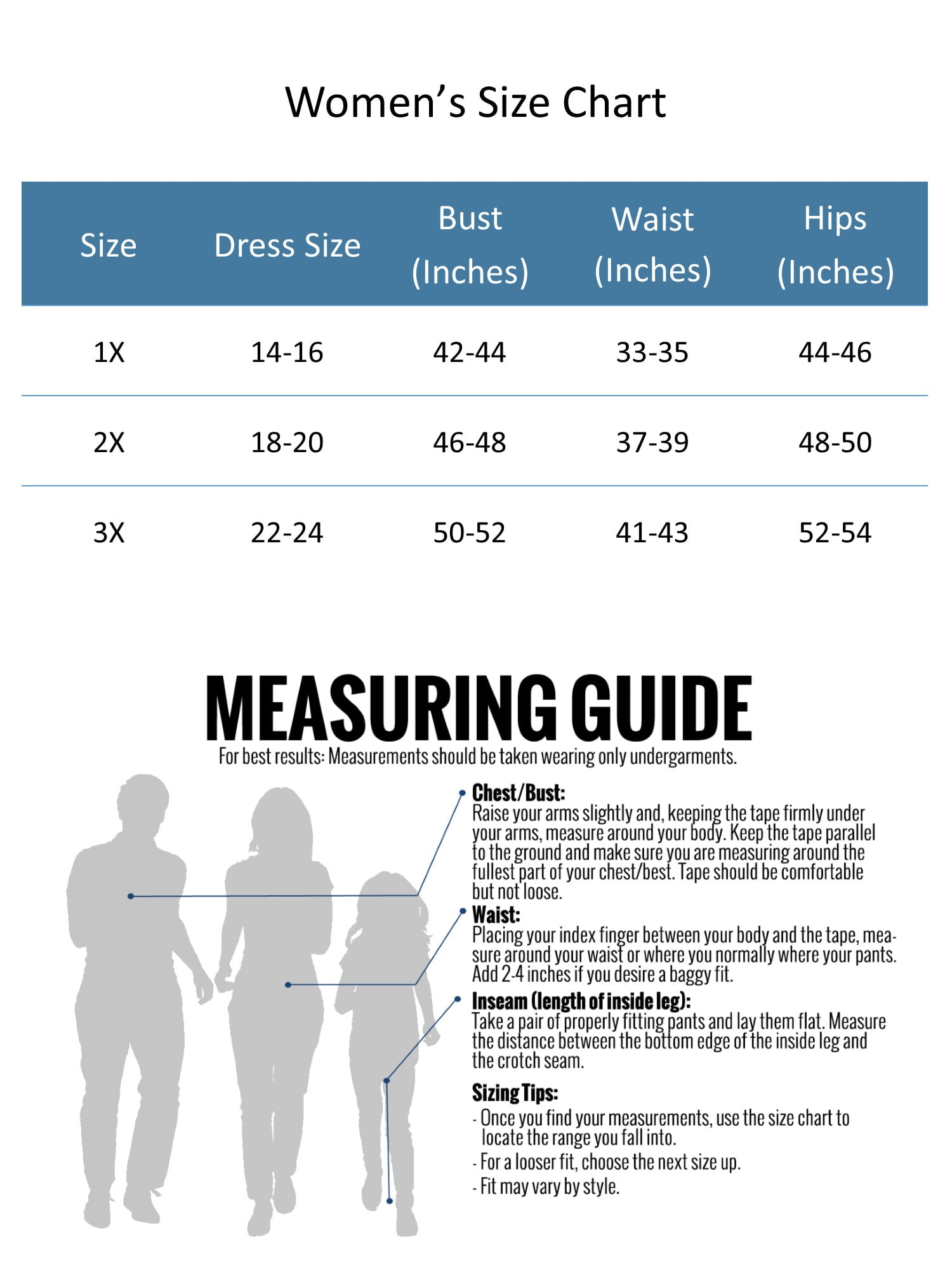 Just My Size Tights Size Chart