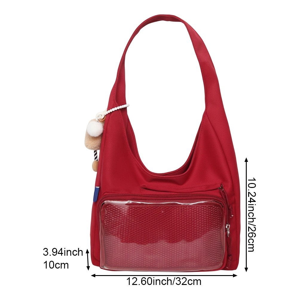 Jiibva Kawaii Ita Bag Shoulder Bag for Women Large Capacity Tote Bag Clear Window Anime Pin Display Messenger Bag Handbags Purse