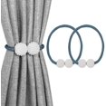 thumbnail image 1 of 2 Pack Magnetic Curtain Tiebacks, Decorative Curtain Holdbacks for Window Décor (Navy Blue), 1 of 5