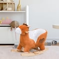 thumbnail image 2 of Plush Rocking Horse with Music for 1-3 Year Old Boys Girls Brown White Wooden Rocker, 2 of 7