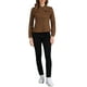 thumbnail image 2 of Chaquetas de mezclilla para mujer INSPIRE CHIC con cuello alzado, mangas largas, chaquetas de jean cortas, marrón, talla S, 2 of 6
