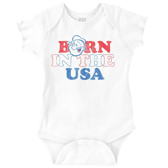 Popeye Born in the USA Proud American Romper Boys or Girls Infant Baby Brisco Brands 18M