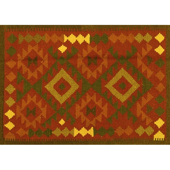 Ahgly Company Indoor Rectangle Oriental Yellow Traditional Area Rugs, 4' x 6'