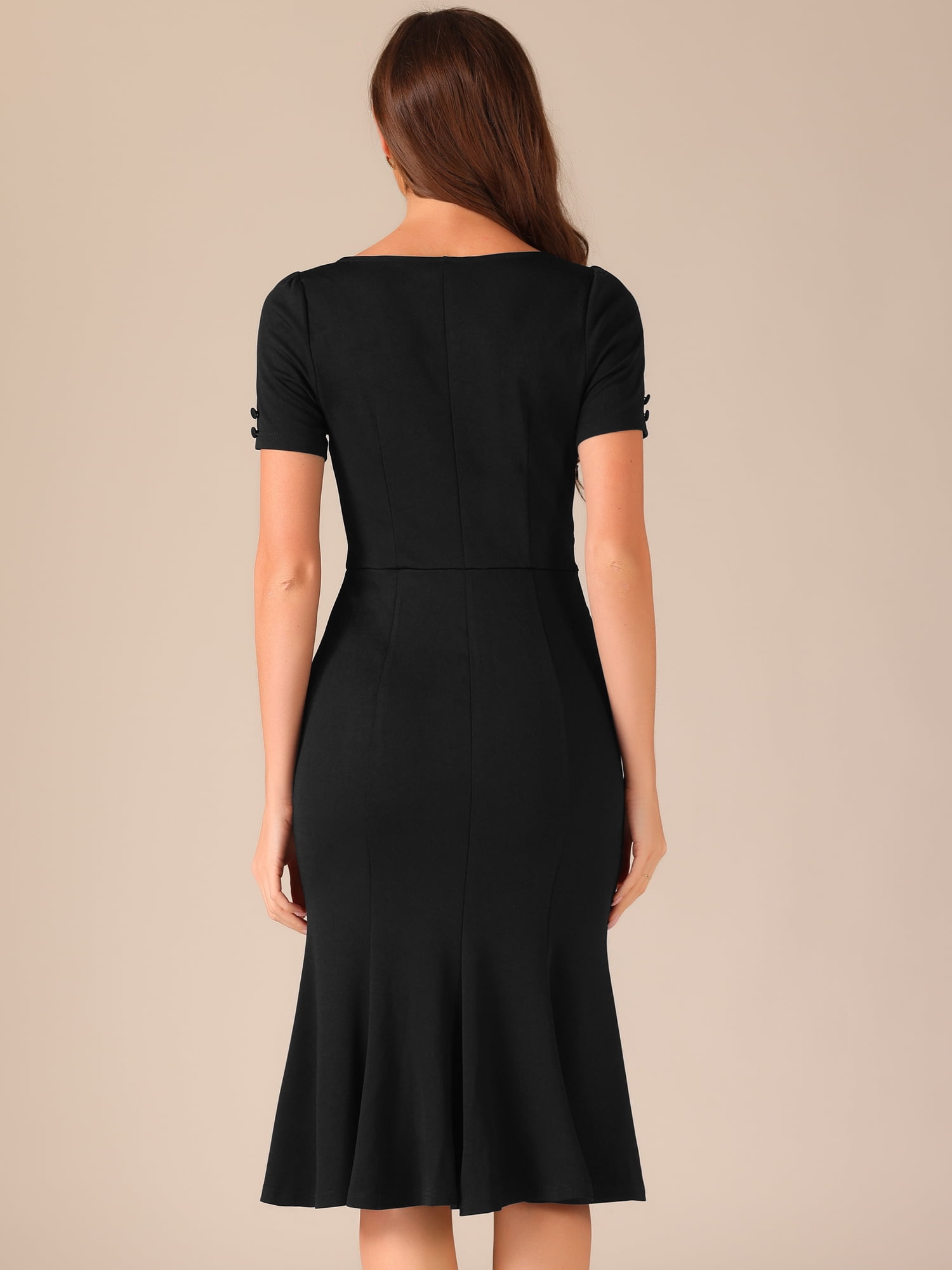 DARING DIVA Women's Office Fishtail Sheath Dresses S Black