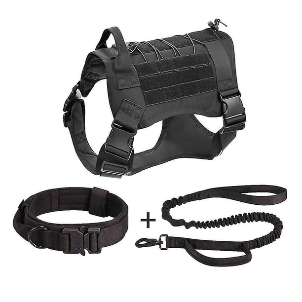 Arnés para Perros Chaleco Militar para Perros con Correa y Parche, Chaleco táctico para Perros sin tirones para Perros Grandes, arnés para Perros de Servicio para Entrenamiento y Senderismo