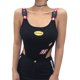 thumbnail image 1 of Mujeres Flame Plaid Patchwork Correa ajustable Hebilla Mono Body de corte alto Kearding FS11159-03, 1 of 7