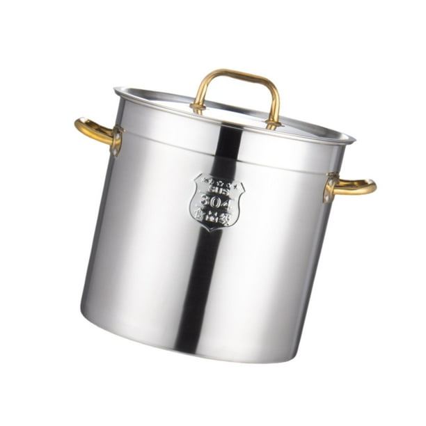 Olla de cocina de acero inoxidable, olla de cocina, barril de almacenamiento de Metal, fácil de limpiar con tapa, olla para cocinar, cubo para sopa 40cmx40cm