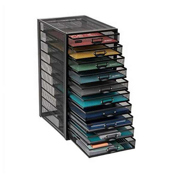 Mind Reader File Storage Drawers, Desk Organizer, Multi-Purpose, Crafts, Office, Metal Mesh, 27.3L x 35.6W x 54H cm, Black