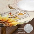 thumbnail image 4 of Pastoral Sunflower Round Fitted Table Cover Plant Country Vintage Letter Background Waterproof Table Cloth with Elastic Edge Wipeable Tablecloth for Picnic Camping Party Fits 45"-54" Diameter, 4 of 8