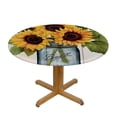 thumbnail image 3 of WYYP Sunflowers Round Tablecloth 100% Polyester Waterproof Resistant Fabric White, 3 of 8