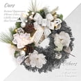 thumbnail image 4 of Christmas Wreaths with Lights, 24 Inch Silver White Christmas Wreath for Front Door, Battery Operated Christmas Decoration with Bow Flowers Ball Ornaments for Wall Window Holiday Party Decor, 4 of 9