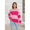 thumbnail image 4 of NAYTOAO Women's Color Block Striped Bubble Textured Crew Neck Lantern Sleeve Sweater, 4 of 7