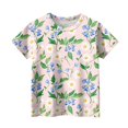 thumbnail image 5 of WTOBBY Toddler Girls Floral Print Short Sleeve T-Shirt Top - Casual Kids Shirt with Round Neck for Summer, School, and Everyday Wear,Light Green 110, 5 of 5