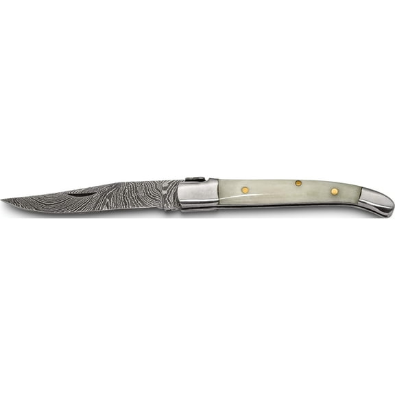 Fashion Damascus Steel 256 Layer Folding Blade Camel Bone Handle Knife (6.5 X 0.5) Made In Pakistan kn72334