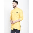 thumbnail image 4 of eloria Indian Traditional Men's Yellow Solid Thread Work Kurta, 4 of 7