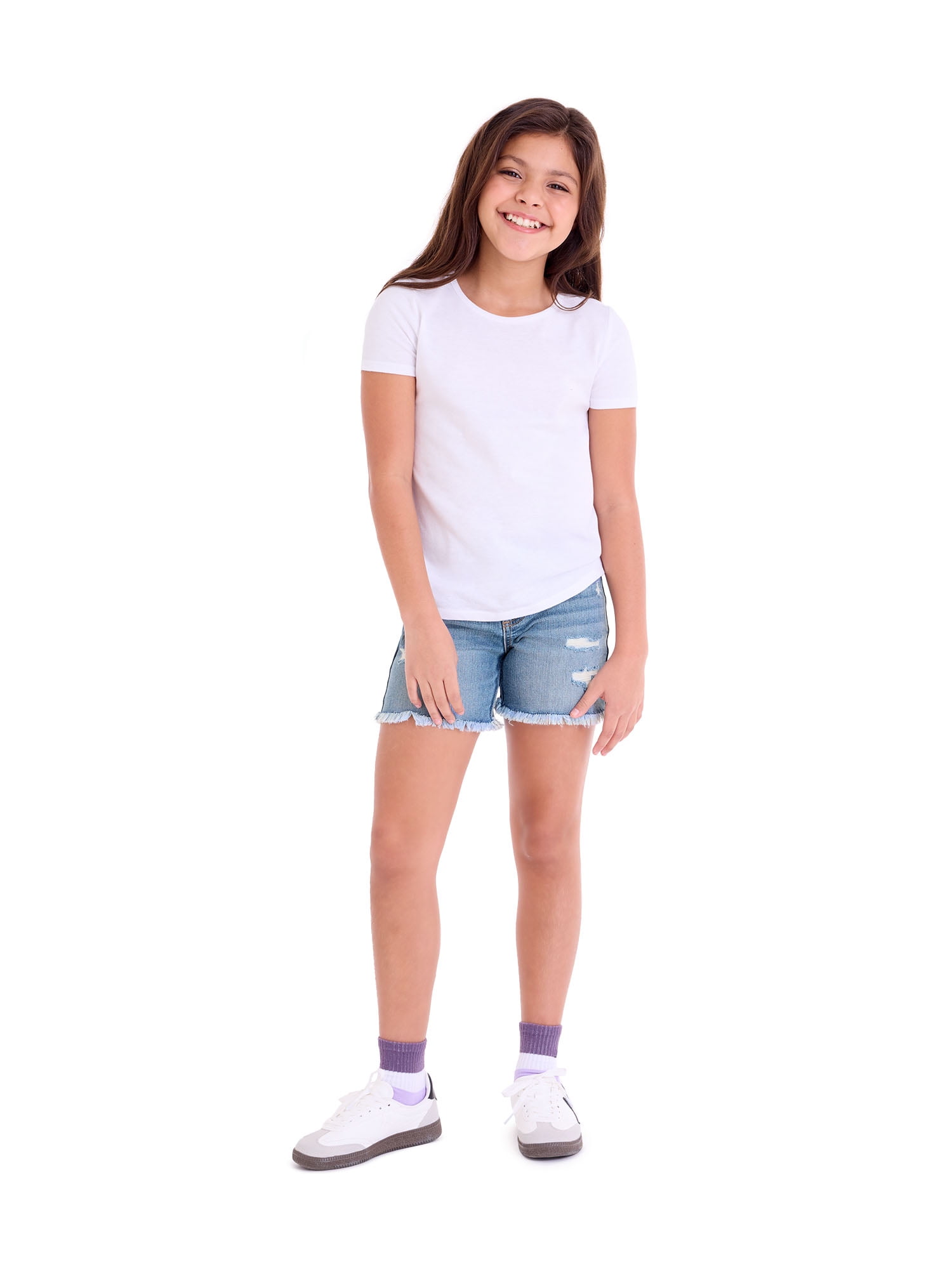 Jordache Girls Destructed 90's Midi Short, Sizes 5-18