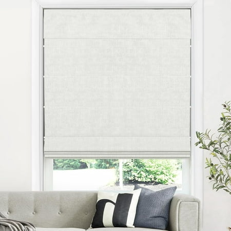 LazBlinds Cordless Roman Shades for Windows Blackout Room Darkening Thermal Insulated Window Blinds Lightweight Fabric Blinds for Indoor Windows 34 W x 60 H Off White
