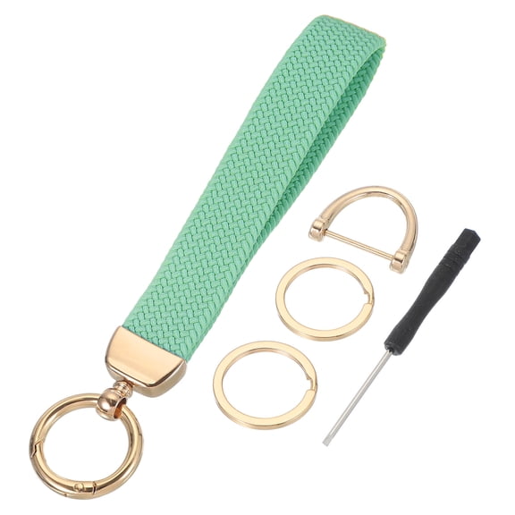 Wrist Lanyard Keychain, Stretchy Wristlet Strap Key Chain for Women Men, Cute Braided Keychains Holder for Car Keys Camera Wallet ID Badges Card, Lake Blue