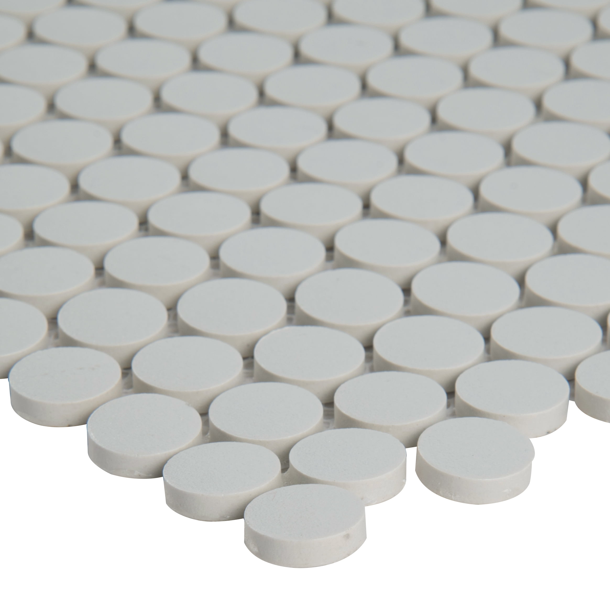 MSI Penny Round Bianco 11.3 in. x 12.2 in. x 6 mm Ceramic Mesh-Mounted Mosaic Tile (14.36 sq. ft. / case)