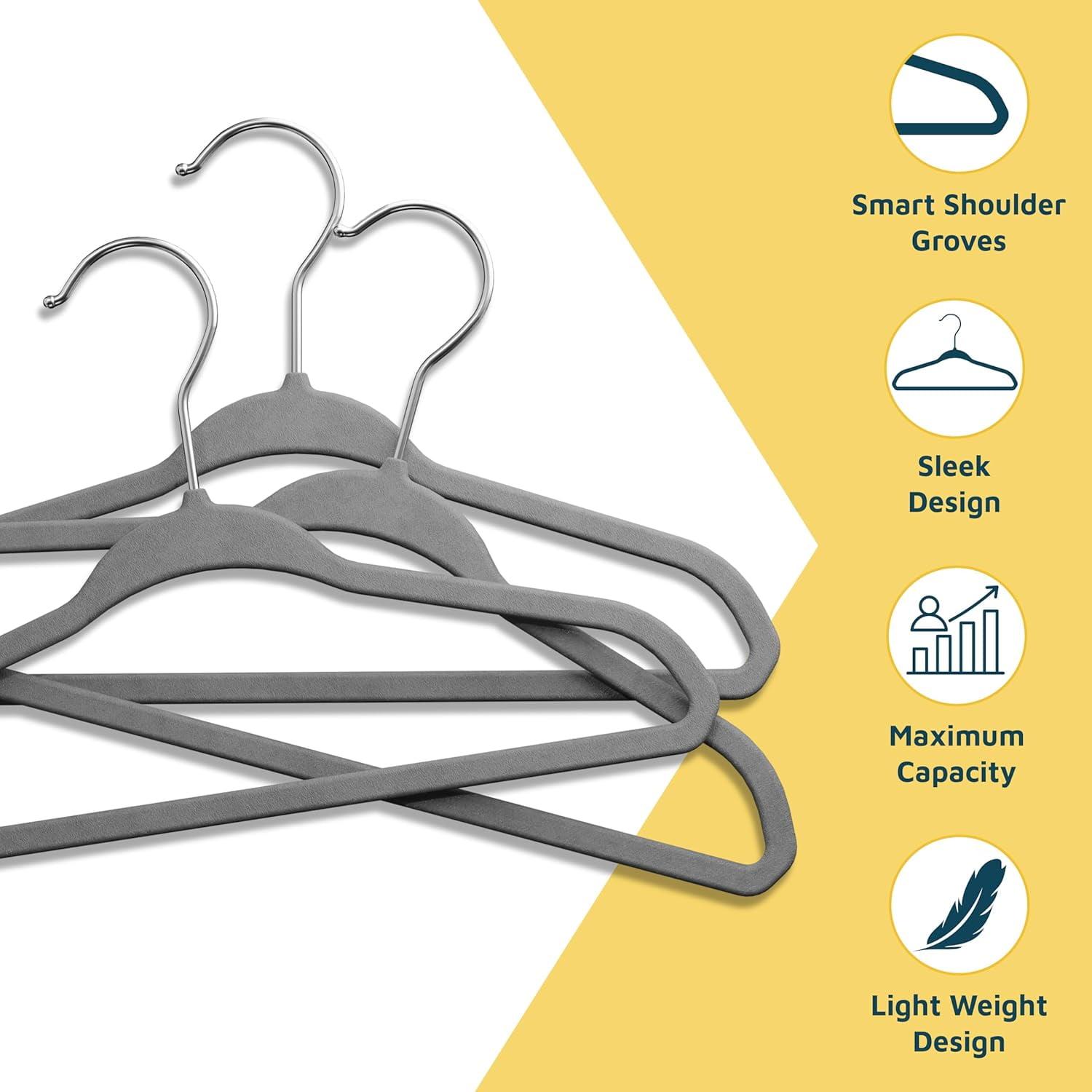 Lifemaster Velvet Kids Hangers, 20-Pack Non-Slip Baby & Toddler Clothes Hangers, Slim Space-Saving with Swivel Hook, Gary