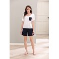 thumbnail image 2 of RH Womens Pajama Set Short Sleeve Pjs Chest Pocket Tee and Shorts Soft Sleepwear 2Ps RHW4050-A-L, 2 of 7