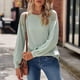 thumbnail image 5 of Tops Para Mujer Elegante Blusa Casual Camisas de Manga Larga Otoño Moda Sólido Cuello Redondo Camiseta Hallowout Odeerbi  ODB171283, 5 of 8