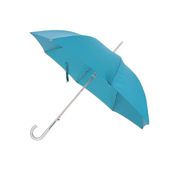 totes Large Eco Auto-Open Stick Umbrella with a Classic J Hook Curved Handle, Moroccan Blue, 46"