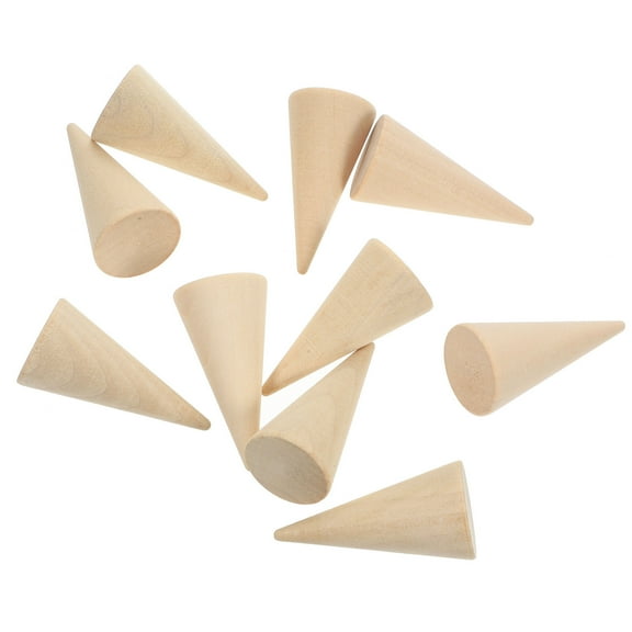 DRAFIDEEP 10Pcs Unpainted Wooden Cones for DIY Crafts and Artistic Expressions