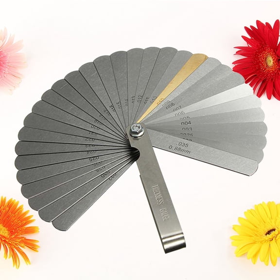 KALLORY Thickness Measurement Feeler Gauge Silver Brass 32PCS for Professional Use