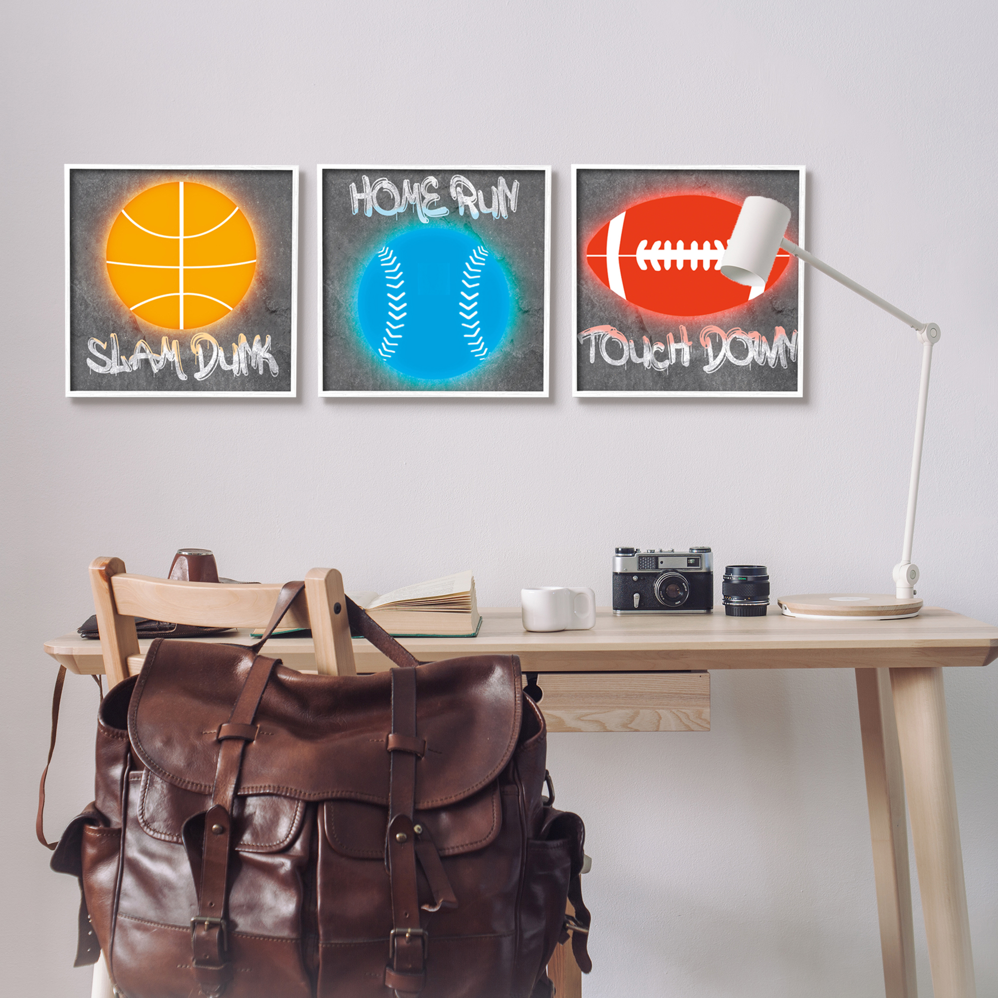 Stupell Industries Sports Graffiti Phrases Sports Painting White Framed Art Print Wall Art, 17 x 17, Set of 3